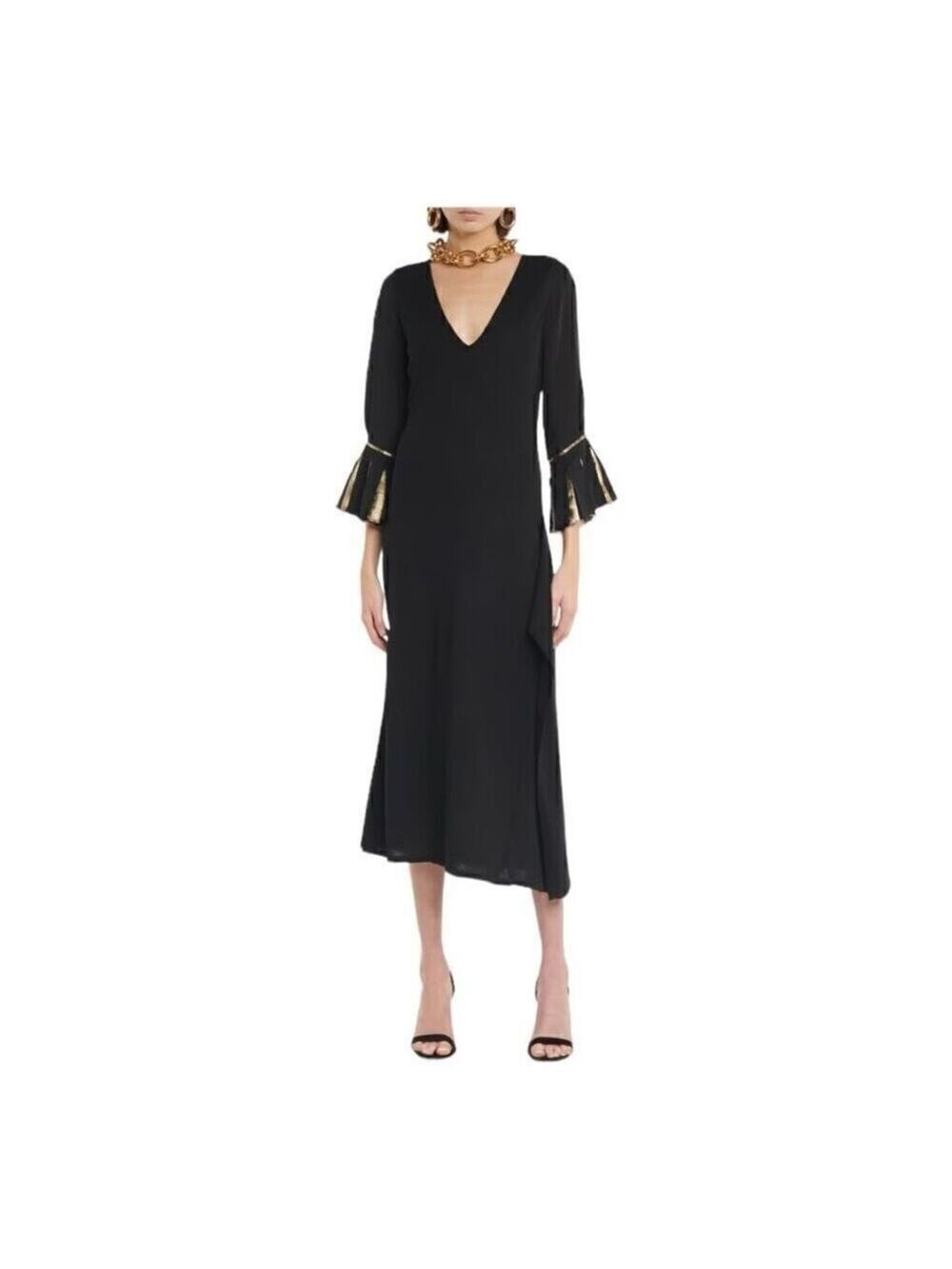 Roland Mouret Loligo Black Wool Midi Dress Size Medium (8)